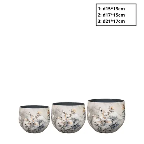 Metall Übertopf Moonlight weiss 3/Set D21cm H17cm