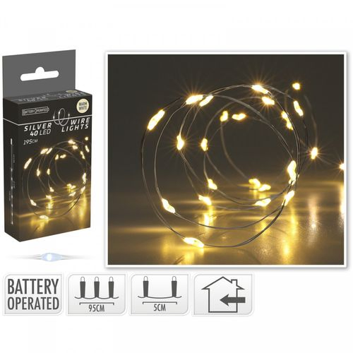 Silberdraht Warm weiss 40-led ex.batt