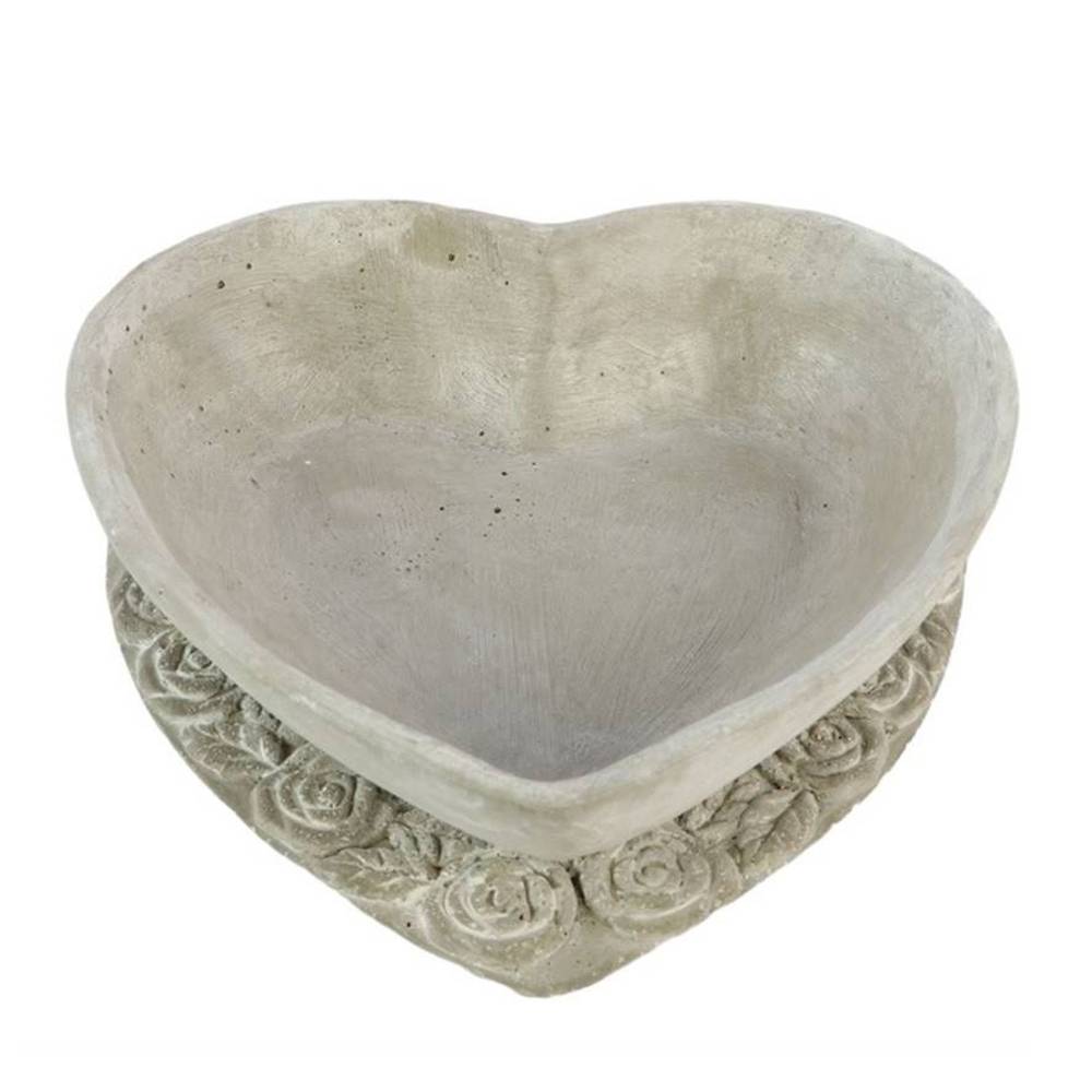 Beton Übertopf Herz grau 27X25x08cm