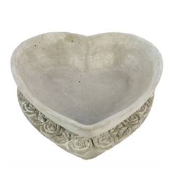 Beton Übertopf Herz grau 27X25x08cm