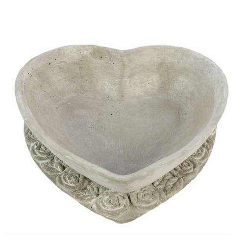 Beton Übertopf Herz grau 27X25x08cm
