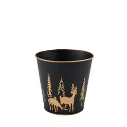 Zink Übertopf Noel schwarz D13cm H12.5cm