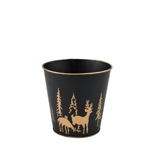 Zink Übertopf Noel schwarz D13cm H12.5cm