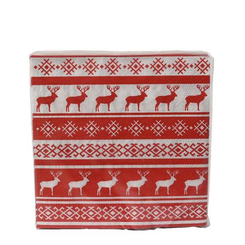 Servietten Rentier aus Papier rot 33x33cm x20
