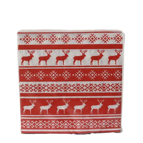 Servietten Rentier aus Papier rot 33x33cm x20
