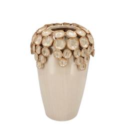 Keramik Vase Nancy Blumen creme 23x22x29cm