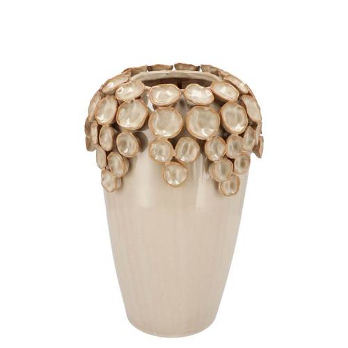 Keramik Vase Nancy Blumen creme 23x22x29cm