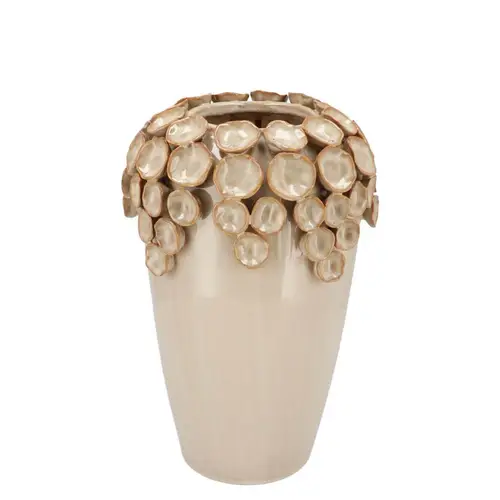 Keramik Vase Nancy Blumen creme 23x22x29cm