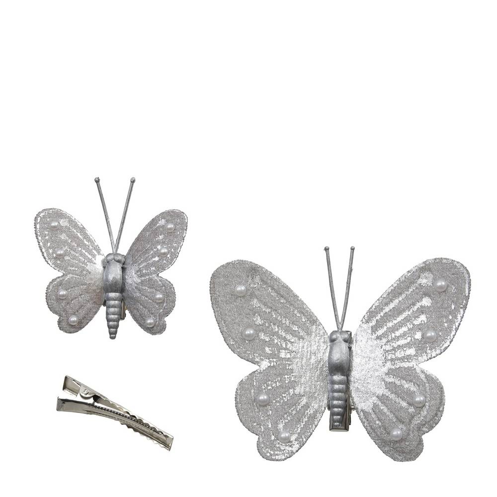 Schmetterling auf Clip silber 05-08cm