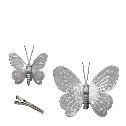 Schmetterling auf Clip silber 05-08cm