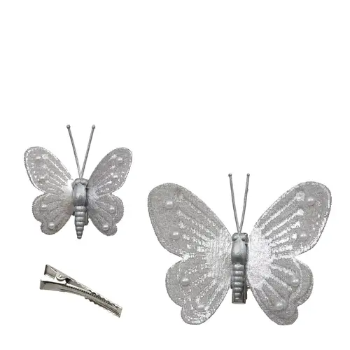 Schmetterling auf Clip silber 05-08cm
