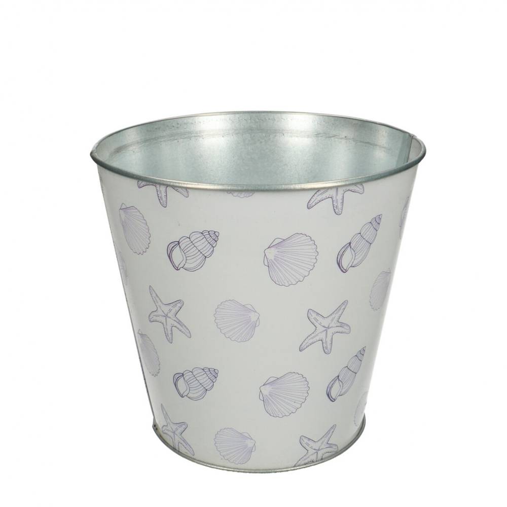 Zink Übertopf Ocean weiss D16cm H15cm