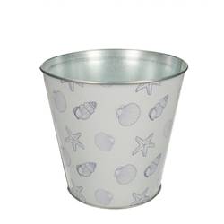 Zink Übertopf Ocean weiss D16cm H15cm