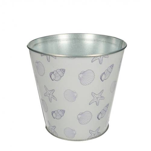 Zink Übertopf Ocean weiss D16cm H15cm