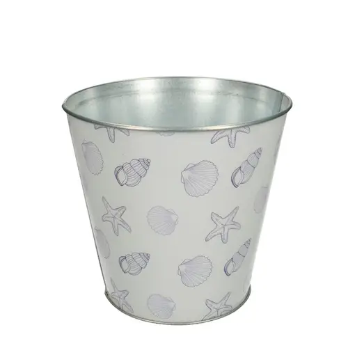 Zink Übertopf Ocean weiss D16cm H15cm
