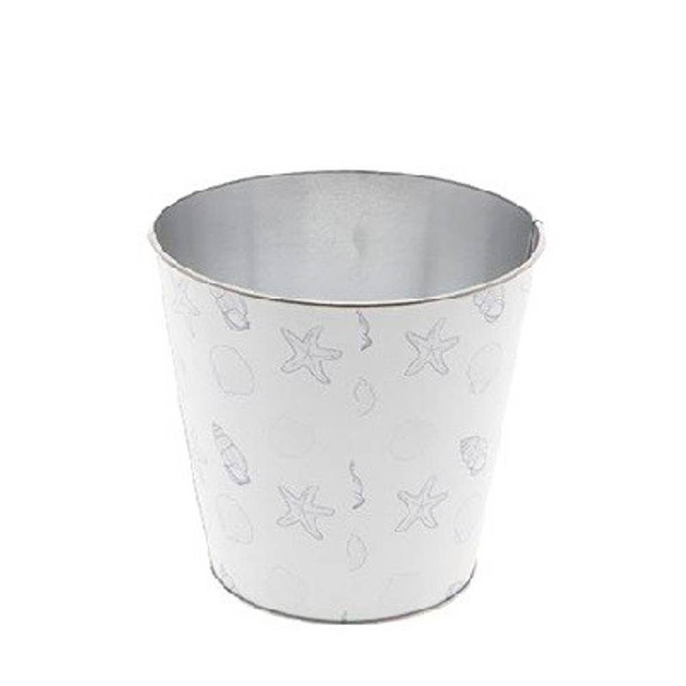 Zink Übertopf Ocean weiss D16cm H15cm