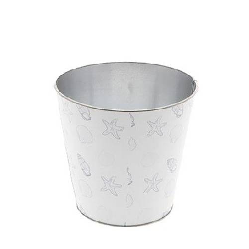 Zink Übertopf Ocean weiss D16cm H15cm