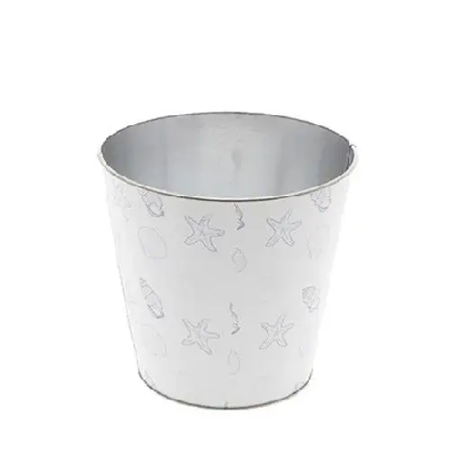 Zink Übertopf Ocean weiss D16cm H15cm
