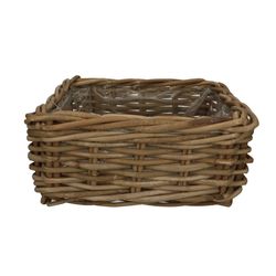 Korb Rattan Viereck D33cm H14cm Grau