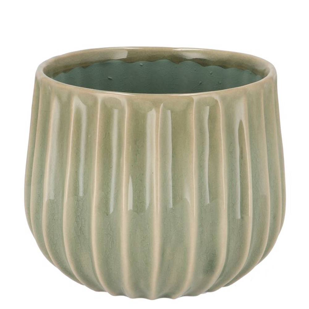 Keramik Übertopf Gia Stripes grün 18x18x15cm