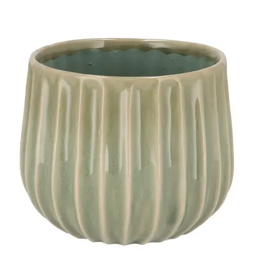 Keramik Übertopf Gia Stripes grün 18x18x15cm