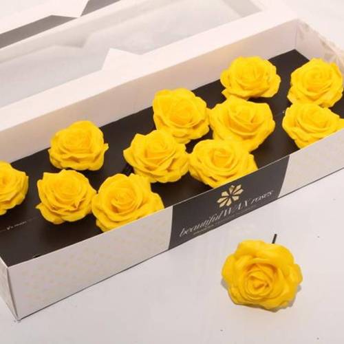 Seiden Wachs Rose gelb D10cm (9820)