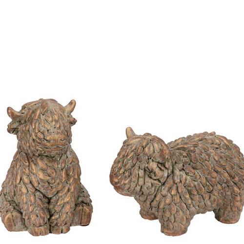 Beton Stier mix Sitzend gold 12×11×15cm