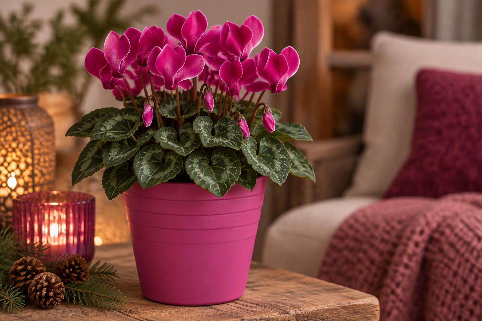 Keramik Übertopf Frits fuchsia D13cm H14cm