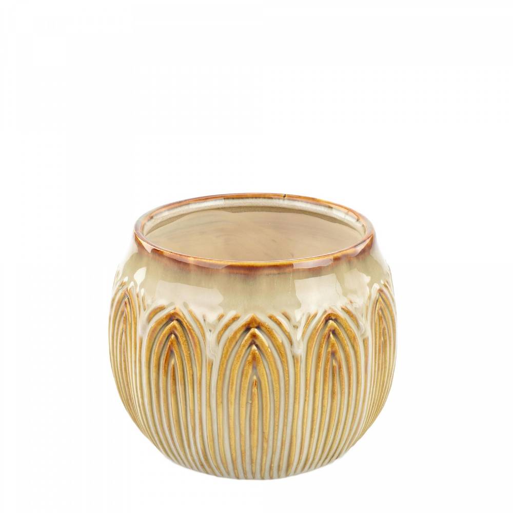 Keramik Übertopf Lotus creme D16.5cm H12.5cm