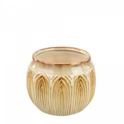 Keramik Übertopf Lotus creme D16.5cm H12.5cm