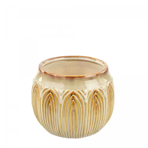 Keramik Übertopf Lotus creme D16.5cm H12.5cm