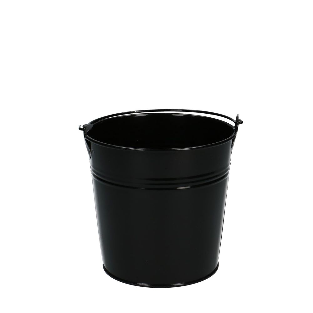 Zink Eimer schwarz +Henkel D12.5cm H11.5cm