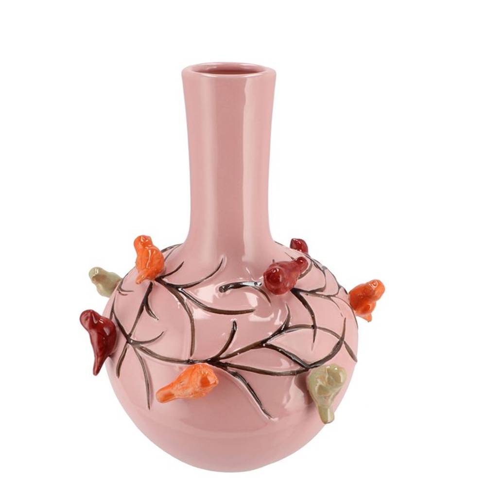 Keramik Vogelvase hellrosa D20cm H25cm