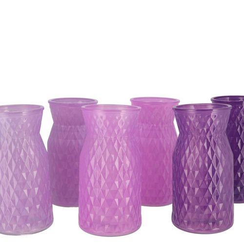 Glas Vase Diamant lila mix D12cm H16cm