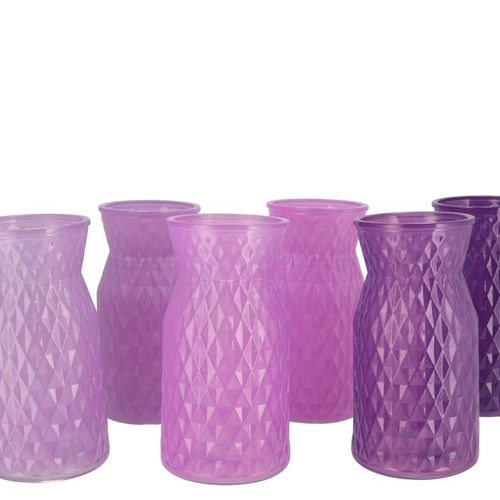 Glas Vase Diamant lila mix D12cm H16cm