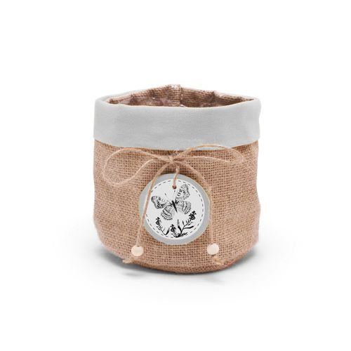 Übertopf Jute Butterfly grau D13cm H13cm