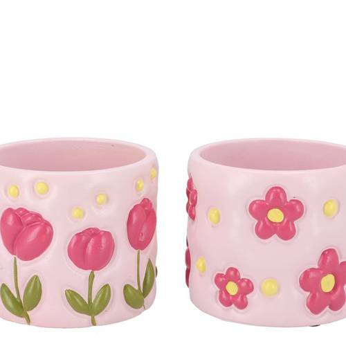 Keramik Übertopf Juul Blumen mix rosa 14x14x13cm