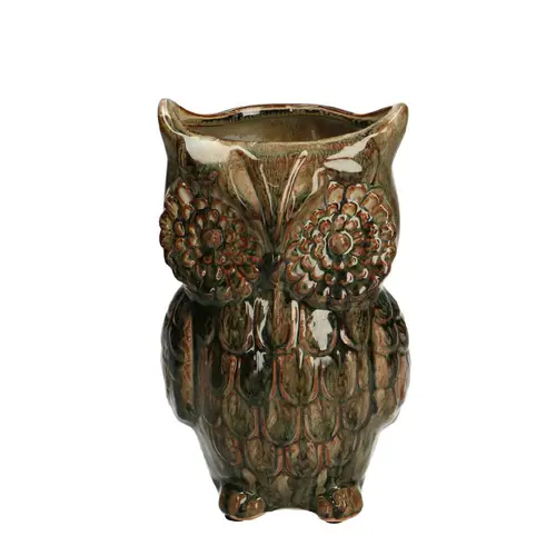 Keramik Vase Eule braun 12.5x11.5x20cm