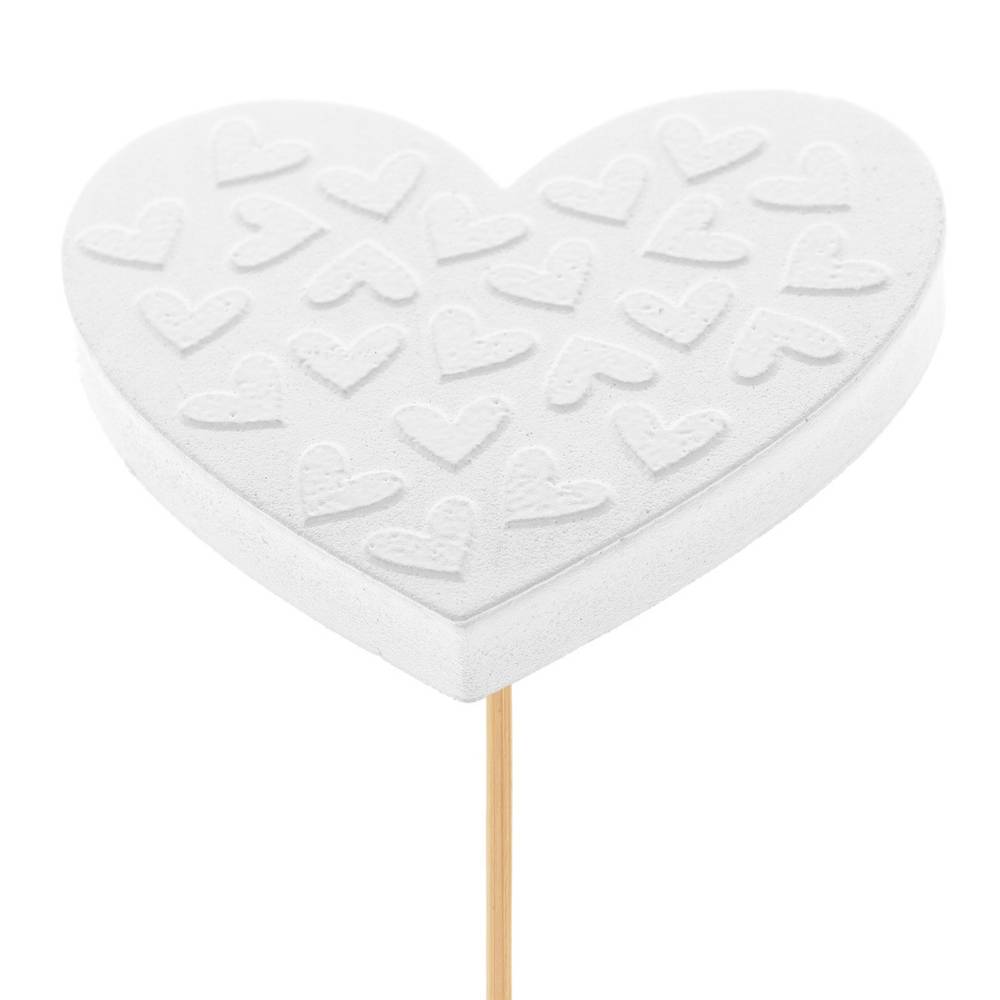 Herz auf Stab Pixie weiss D07cm H50cm