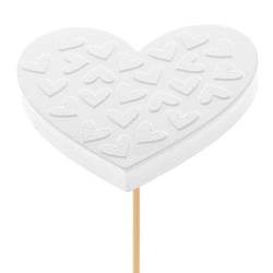 Herz auf Stab Pixie weiss D07cm H50cm