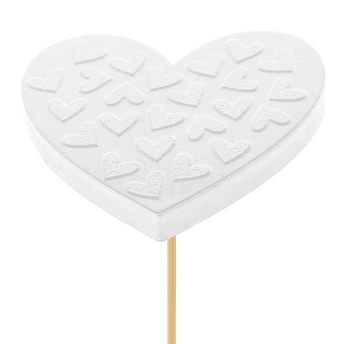 Herz auf Stab Pixie weiss D07cm H50cm