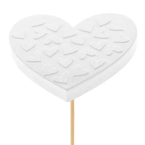 Herz auf Stab Pixie weiss D07cm H50cm