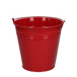 Zink Eimer rot +Henkel D16cm H15cm