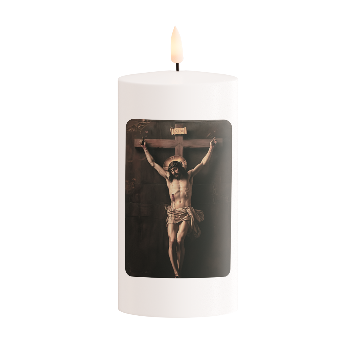LED Grabkerze Jesus Christus D07.5cm H15cm exkl.Batt.