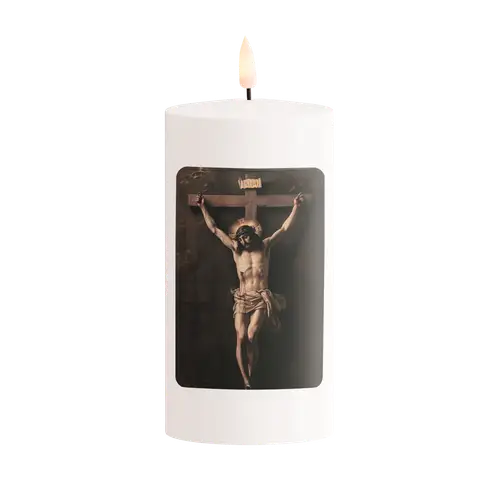 LED Grabkerze Jesus Christus D07.5cm H15cm exkl.Batt.