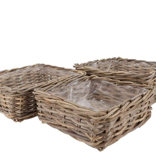 Korb Rotan Viereck braun 3/Set D32/37/42cm