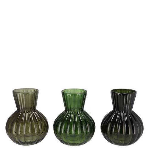 Glas Vase Feline mix grün D12cm H15cm