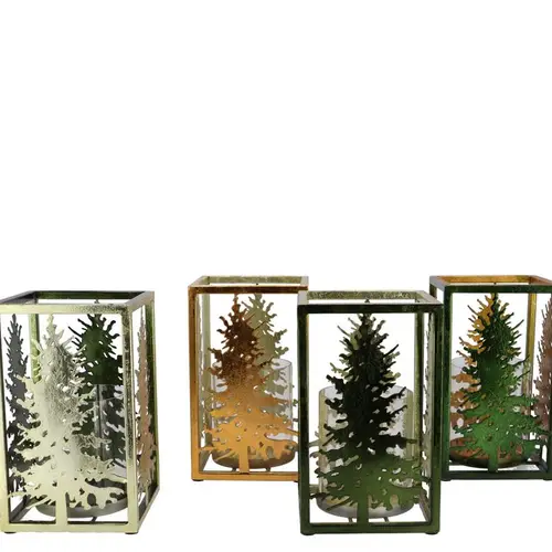 Teelichthalter Majestic Baum mix grün 12x15cm