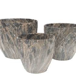 Keramik Übertopf Monty grau S/3 25x21/21x18/16x15cm