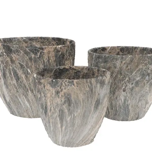 Keramik Übertopf Monty grau S/3 25x21/21x18/16x15cm